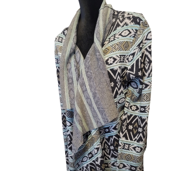 Billabong Open Front Waterfall Cardigan Sweater Geometric Print Large - Picture 2 of 5